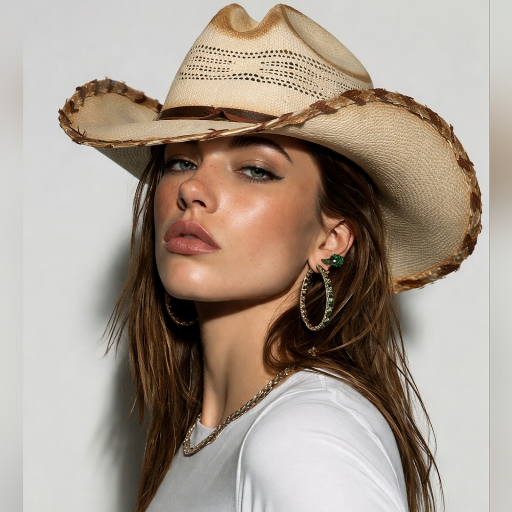 Bullhide by Terri Clark Cowhide Trim Western Cowgirl Cowboy Hat Size L